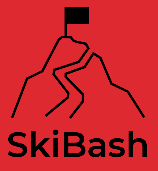 Das SkiBash Berg-Logo in rot